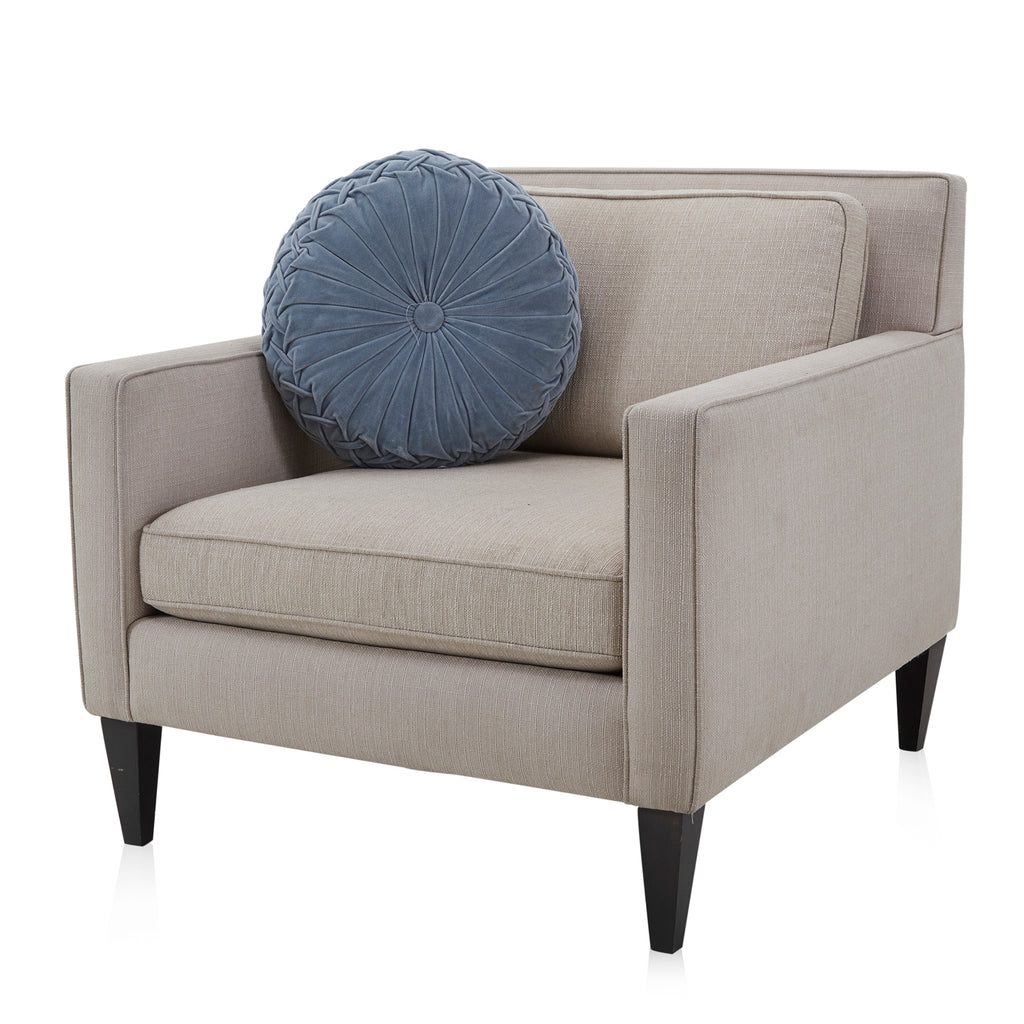 Slate Blue Pleated Velvet Round Pillow