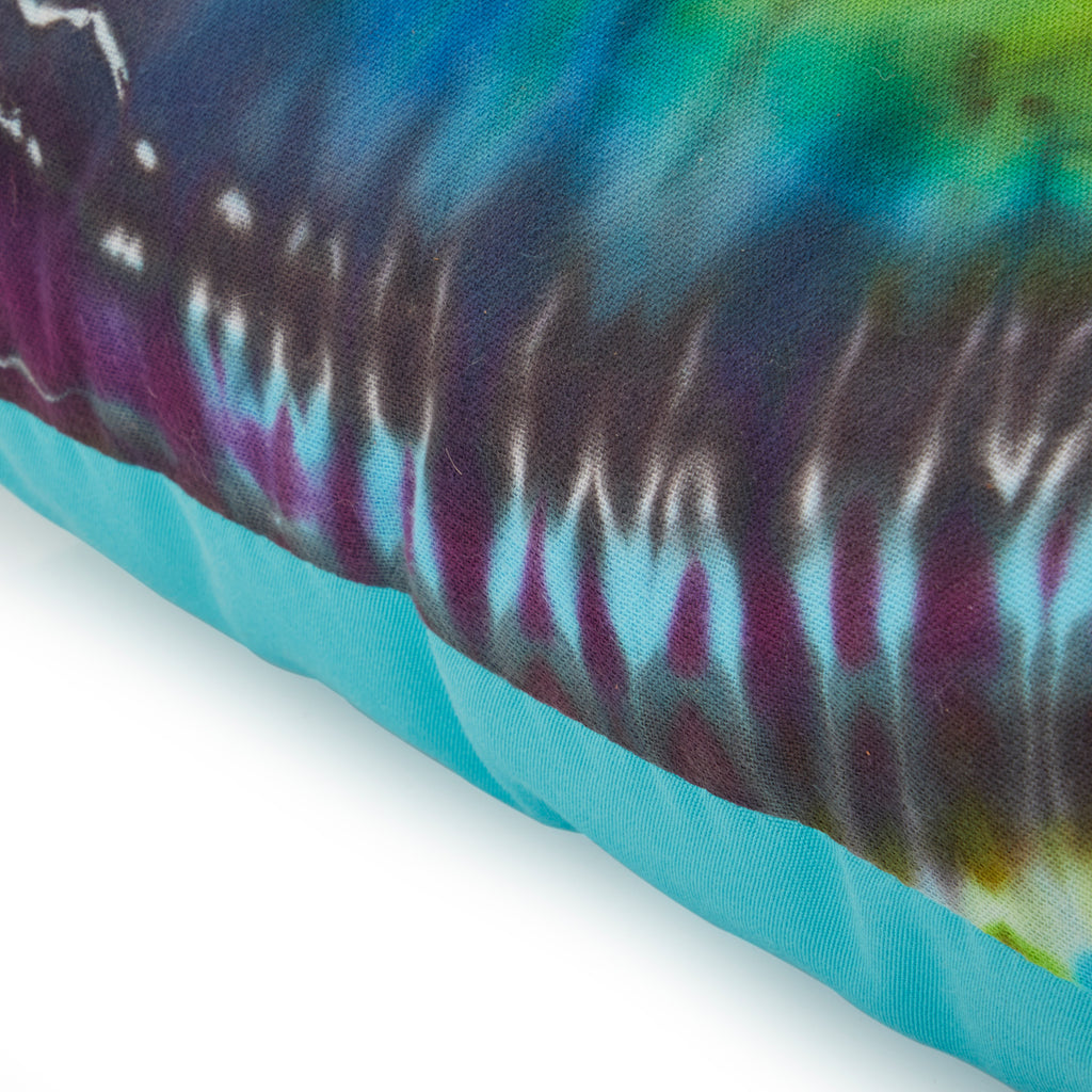 Purple & Blue Peace Sign Tie-Dye Square Pillow
