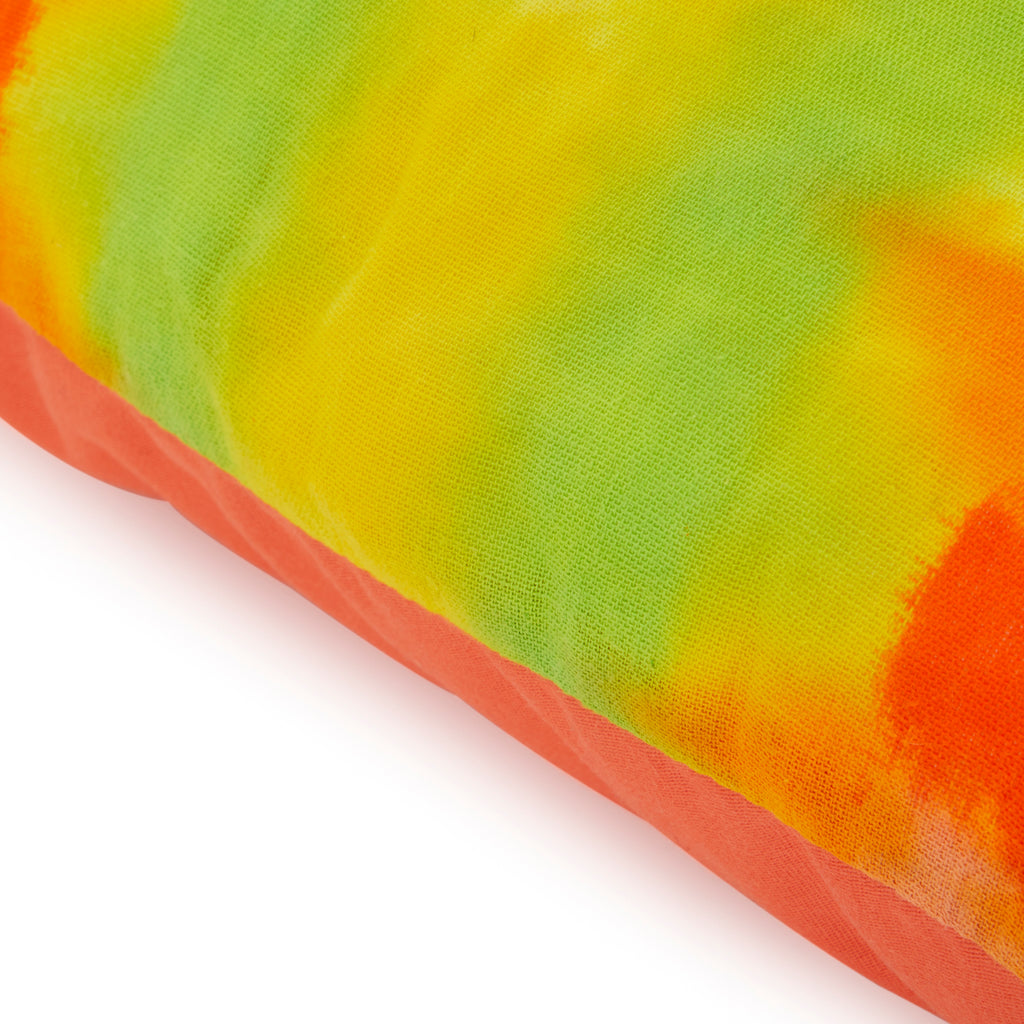 Orange & Lime Green Tie-Dye Square Pillow