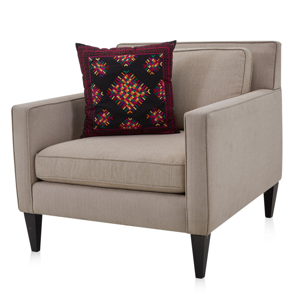 Black with Colorful Embroidered Pillow