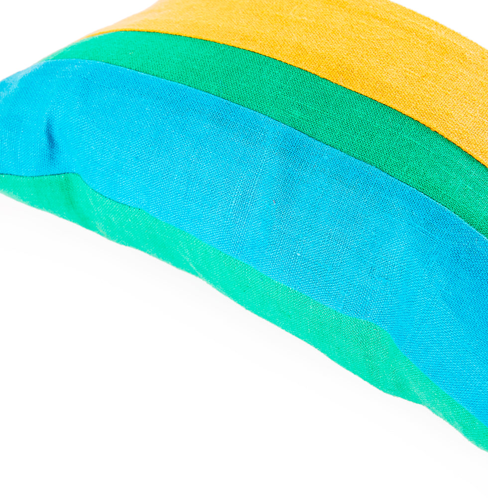 Blue, Green, & Yellow Striped Pillow