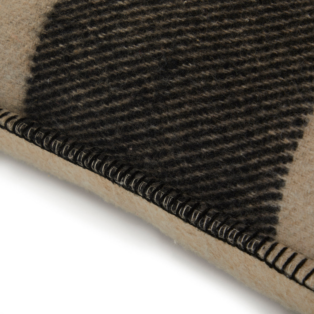 Tan & Black Large Stripe Wool Pillow