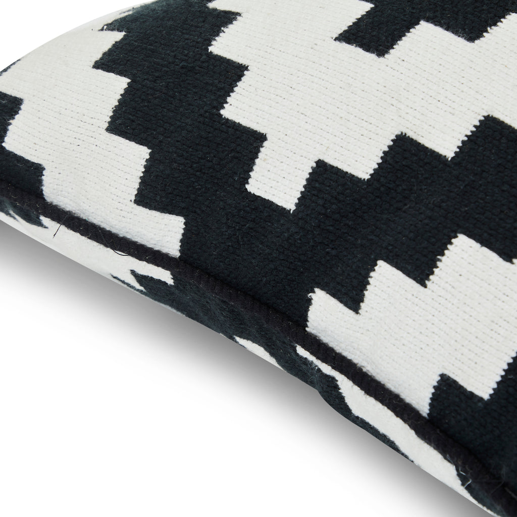 White & Black Stepped Diamond Lumbar Pillow