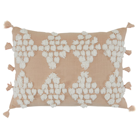 Blush Pink & Cream Pom Pom Lumbar Pillow