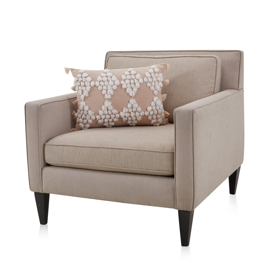 Blush Pink & Cream Pom Pom Lumbar Pillow