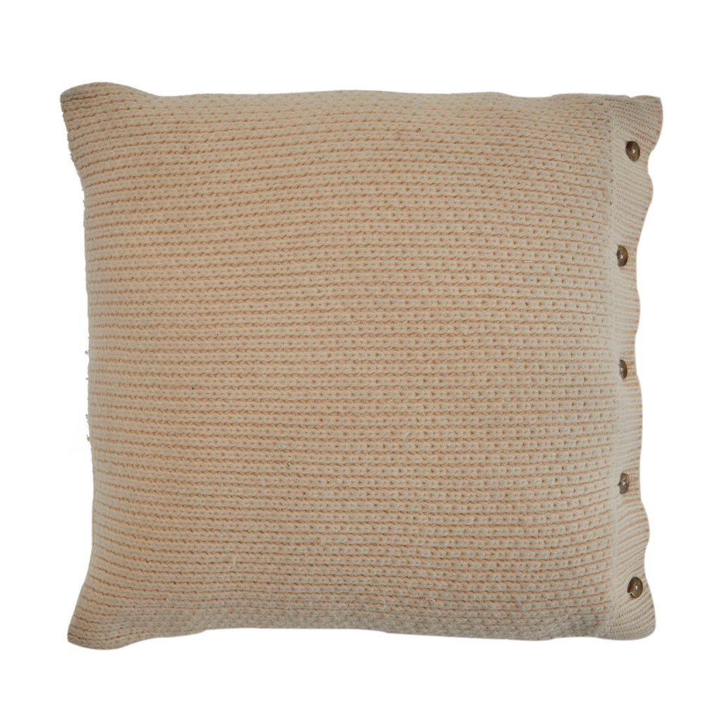 Tan Knit Button-Up Pillow