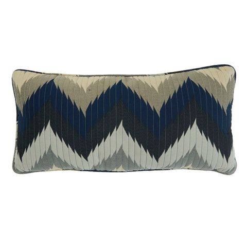 Blue & Grey Zig-Zag Lumbar Pillow