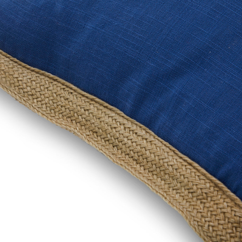 Blue & Tan Linen Lumbar Pillow