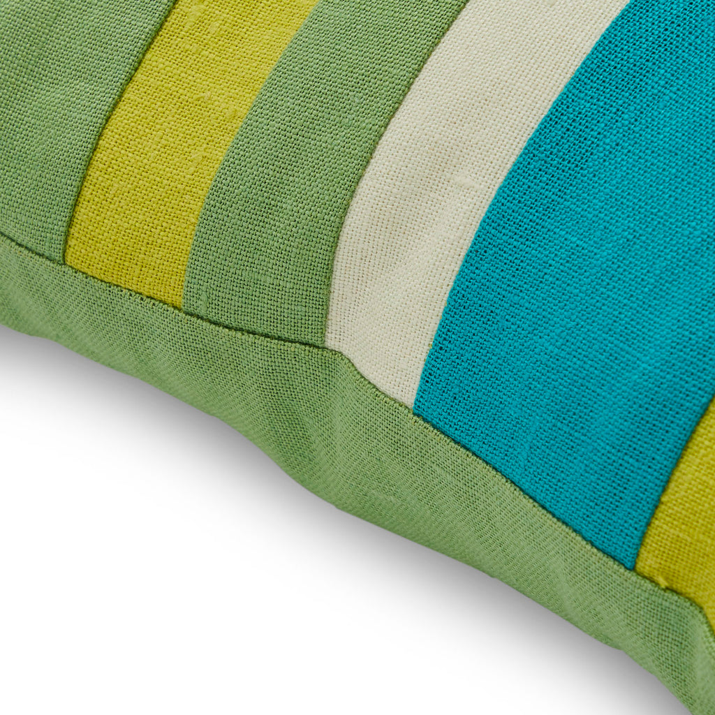 Green & Turquoise Striped Lumbar Pillow