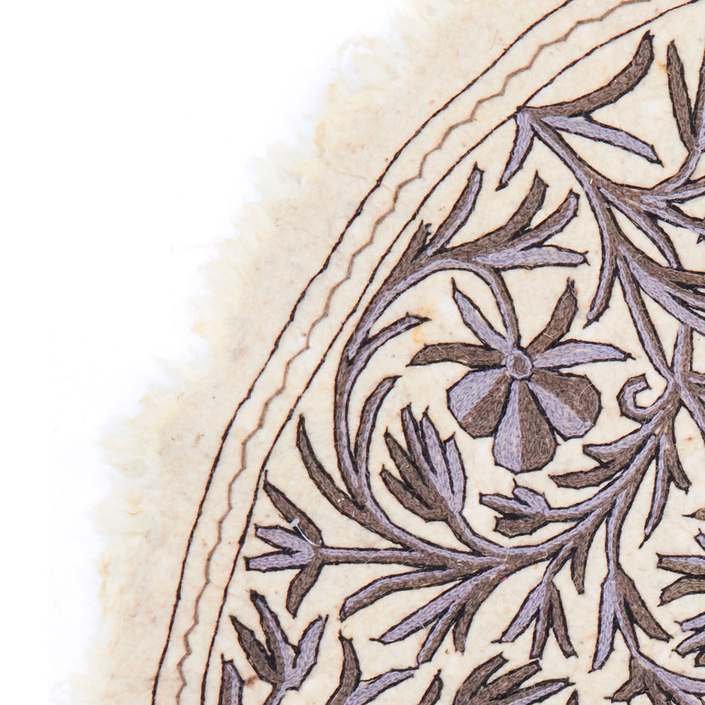 Round Cream and Grey Branch Rug