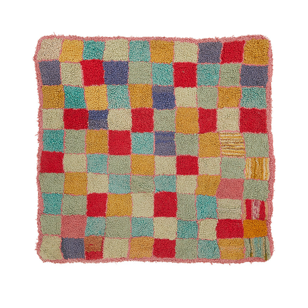 Small Rainbow Checkerboard Vintage Rug
