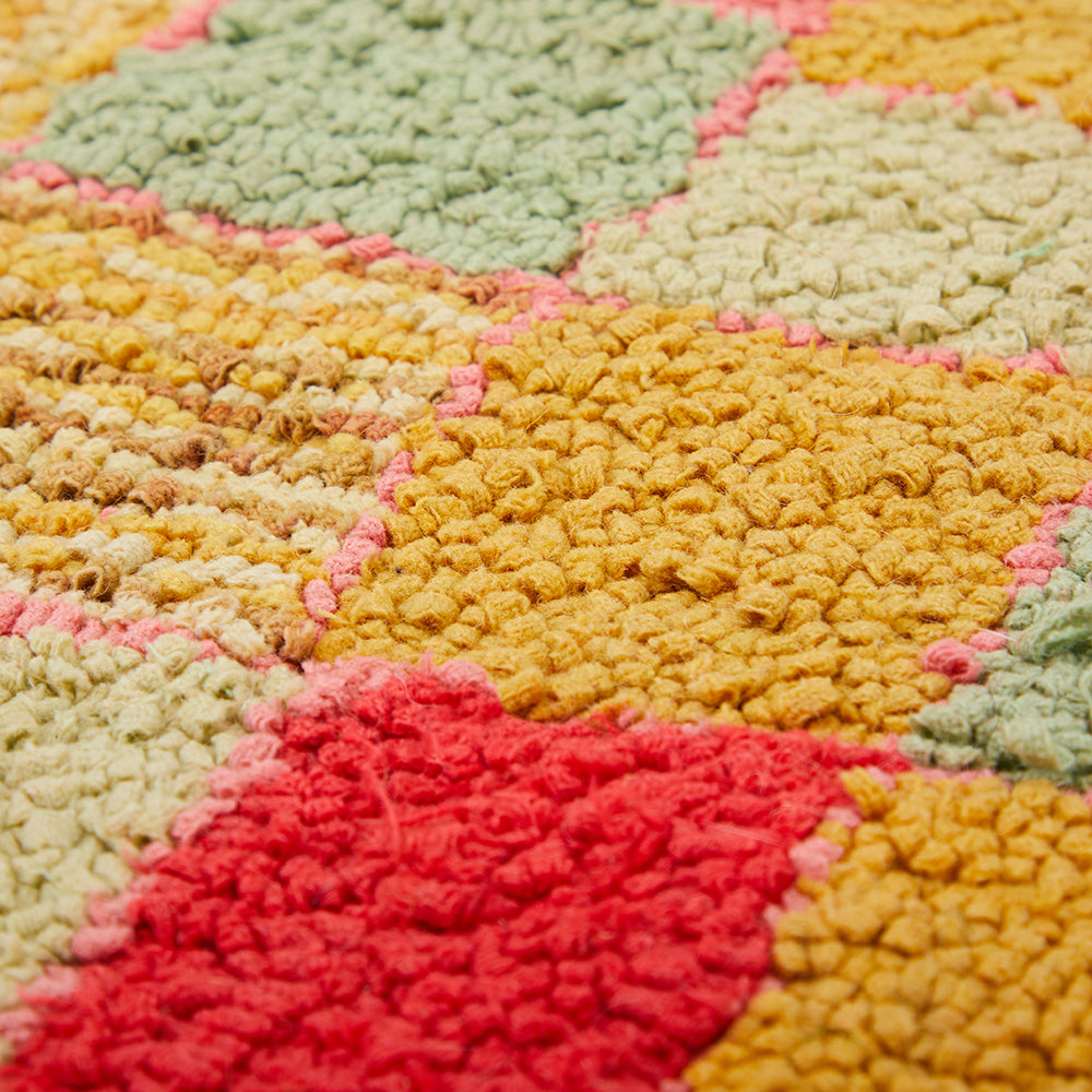 Small Rainbow Checkerboard Vintage Rug