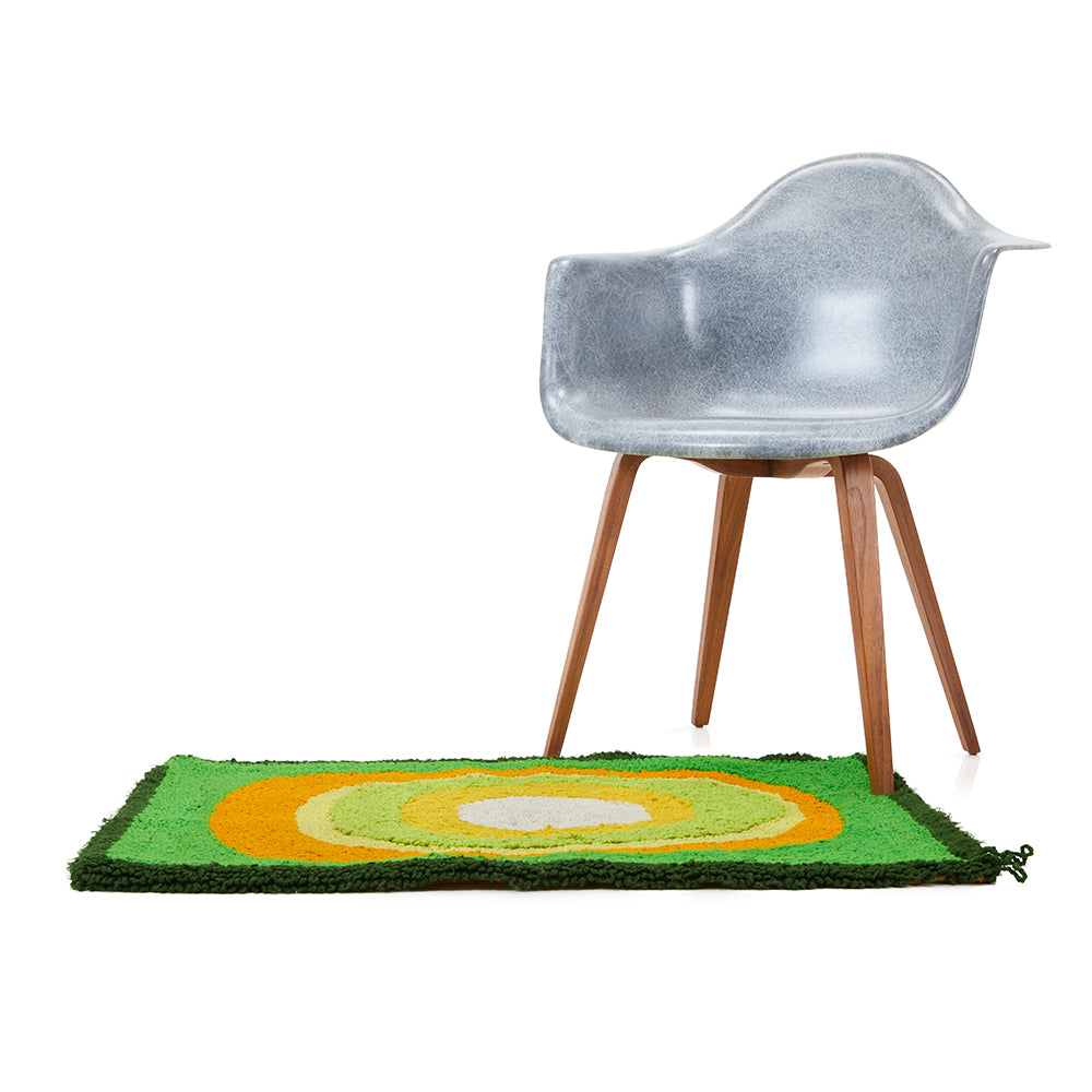 Green Orange Circle Shag Doormat
