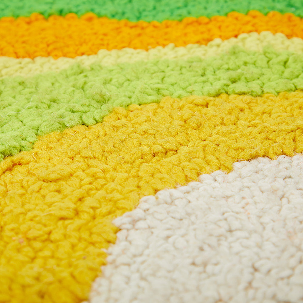 Green Orange Circle Shag Doormat