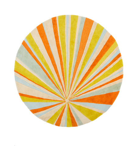 Yellow Orange Blue Circle Sunburst Rug