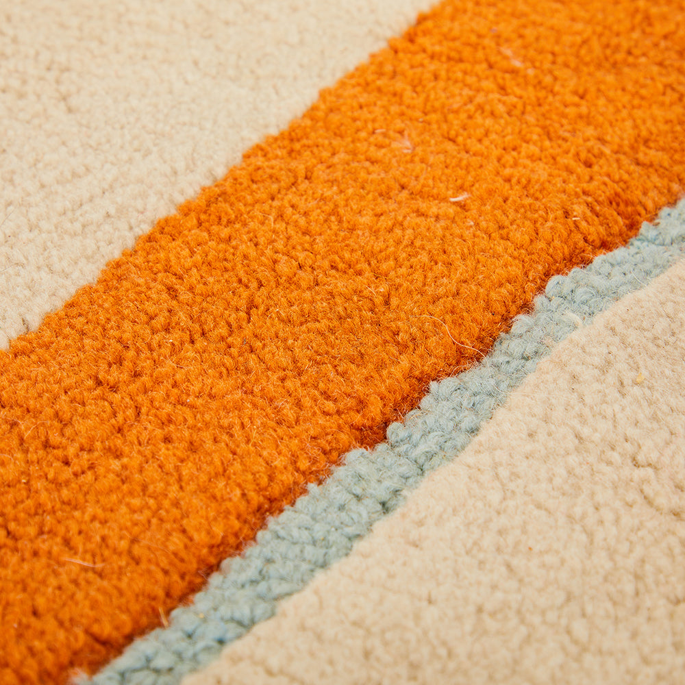 Yellow Orange Blue Circle Sunburst Rug