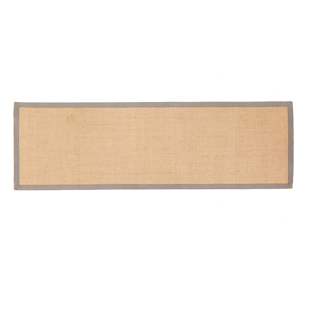 Small Tan Grey Border Knotted Rug