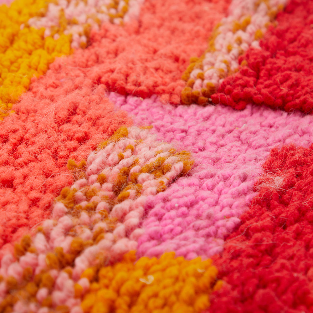 Red & Pink Abstract Vintage Shag Rug