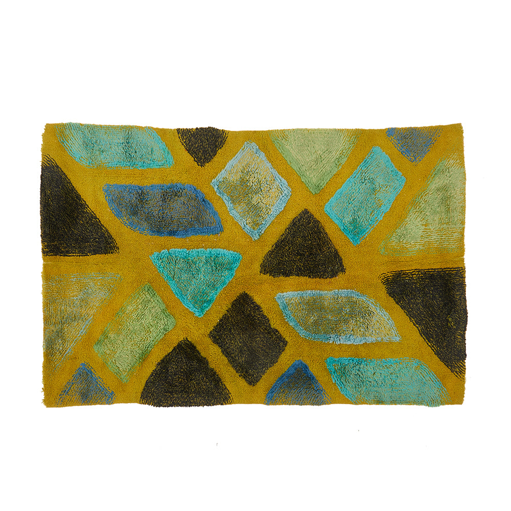 Olive Green Blue Pebble Pattern Rug