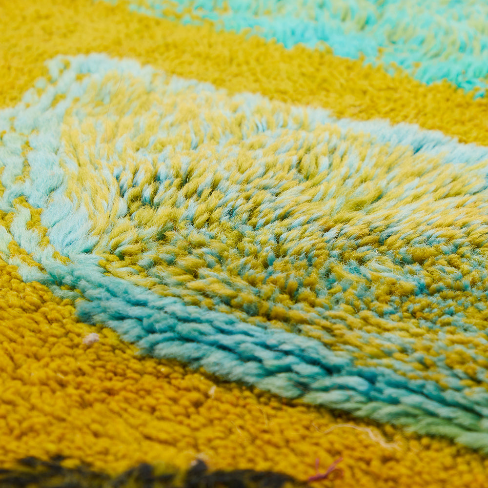 Olive Green Blue Pebble Pattern Rug