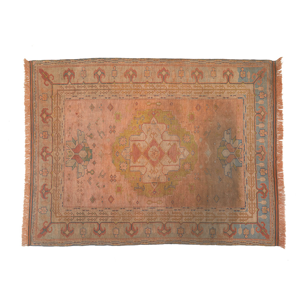 Large Orange Kazak Tasseled Rug