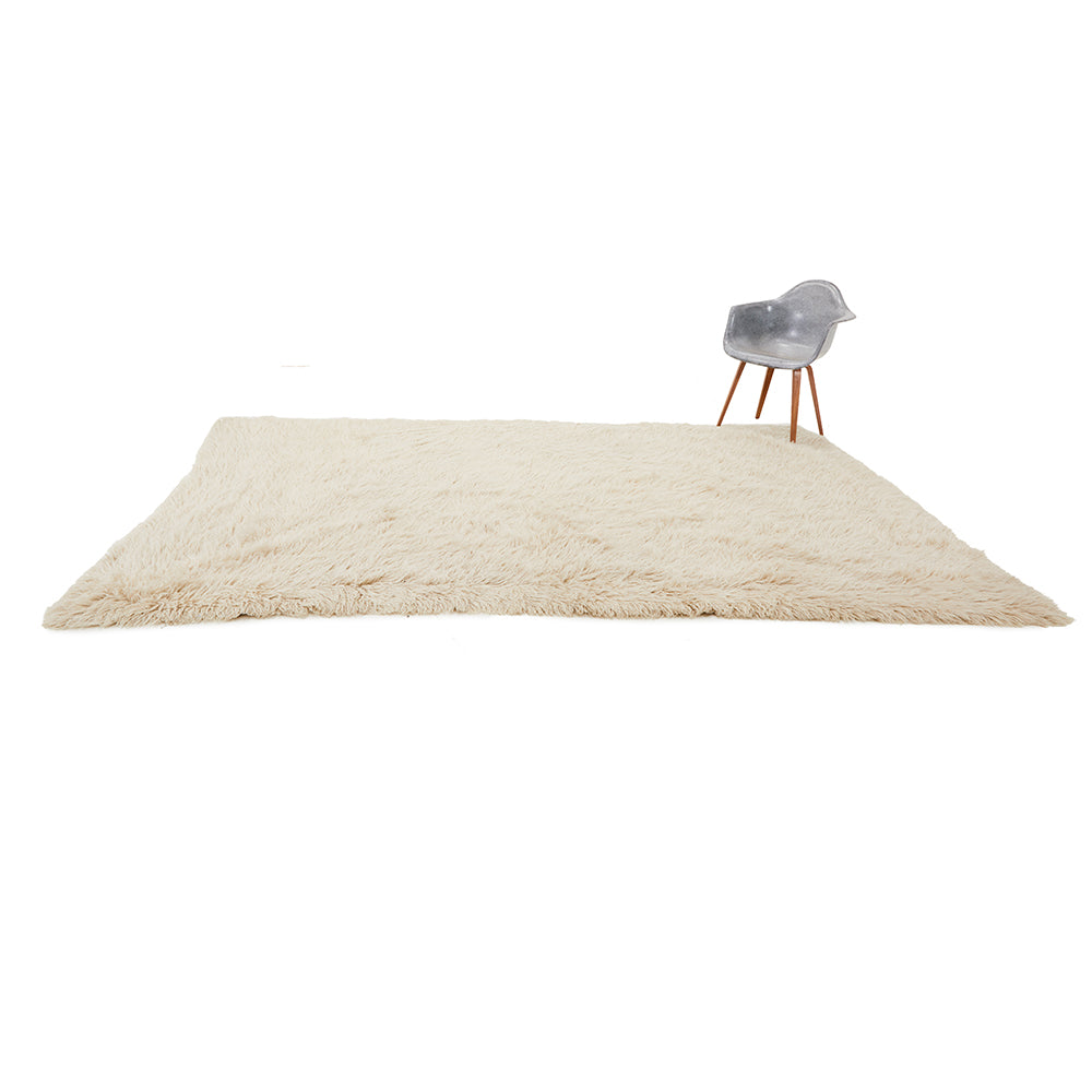 Cream Modern Shag Fur Rug