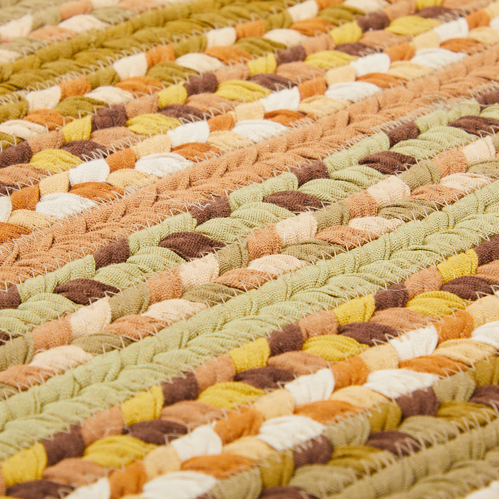 Large Green Tan Brown Braided Rug
