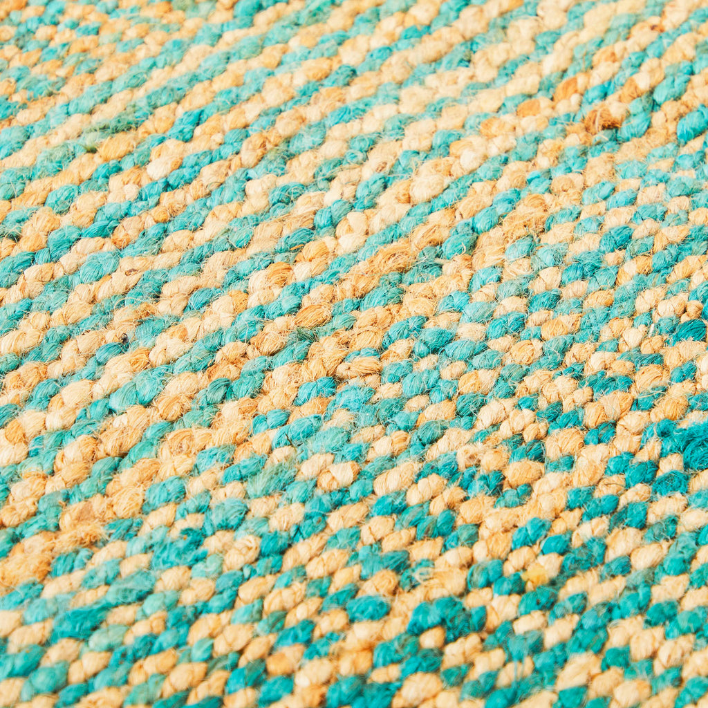 Turquoise + Tan Natural Fiber Rug