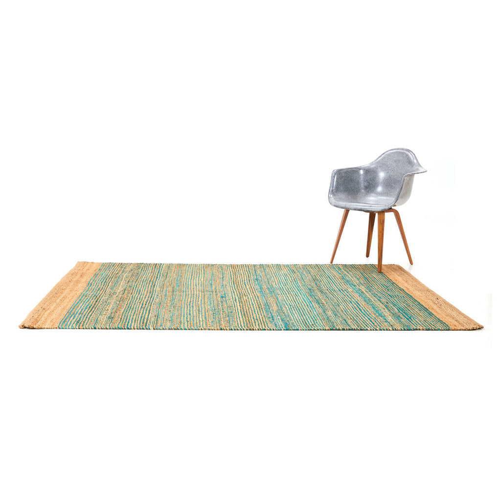 Turquoise + Tan Natural Fiber Rug