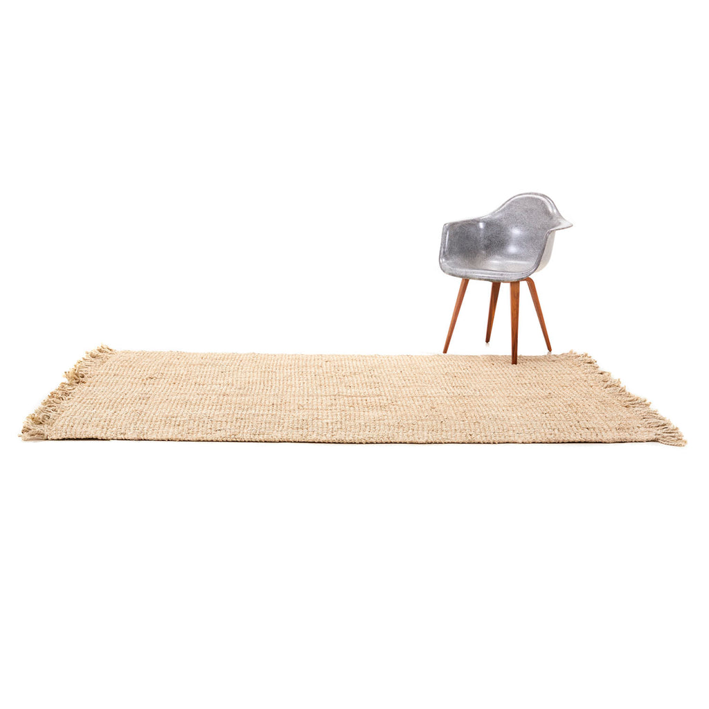 Light Natural Woven Rug with Fringe