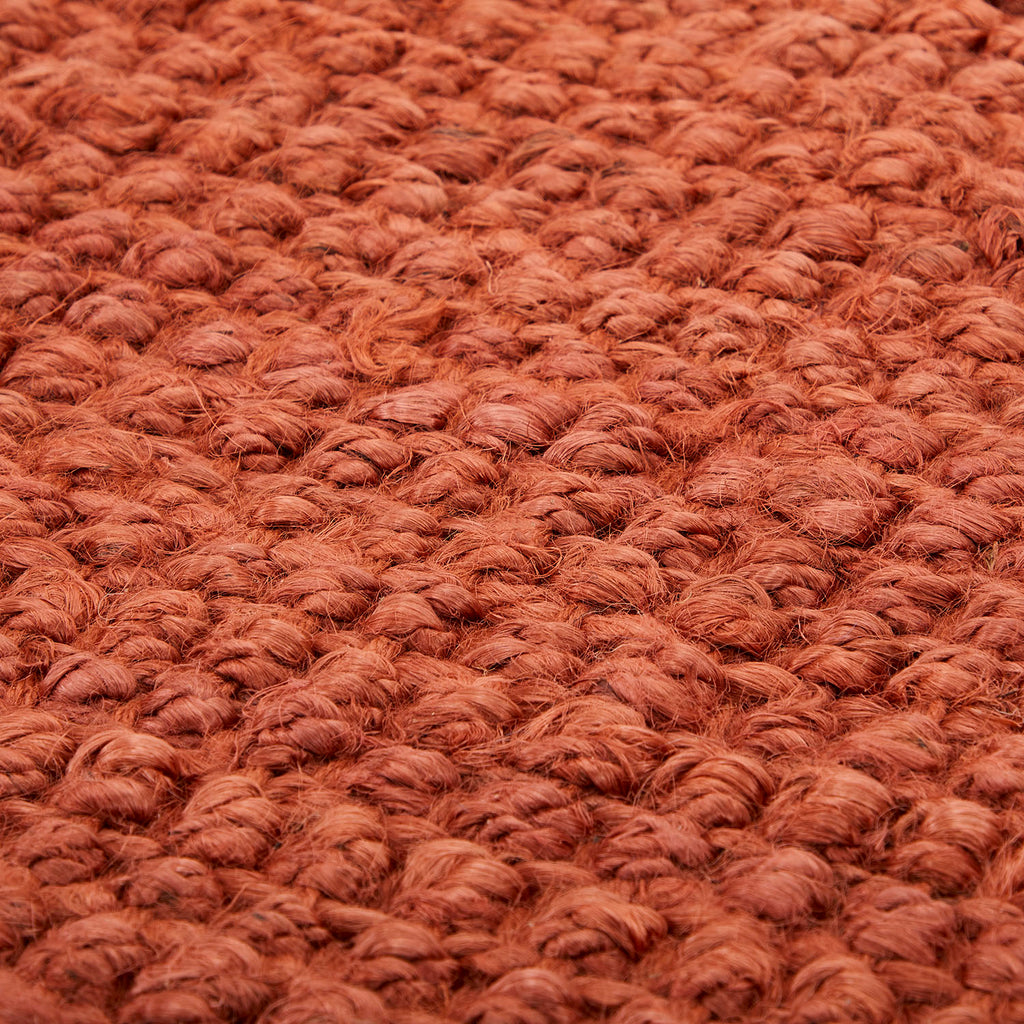 Orange Rust Fiber Woven Knotted Rug