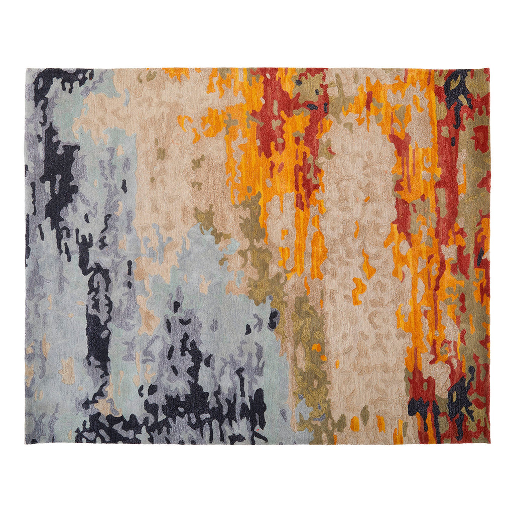 Modern Dappled Blue - Orange Multicolor Rug