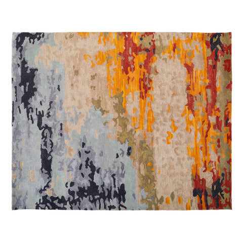 Modern Dappled Blue - Orange Multicolor Rug