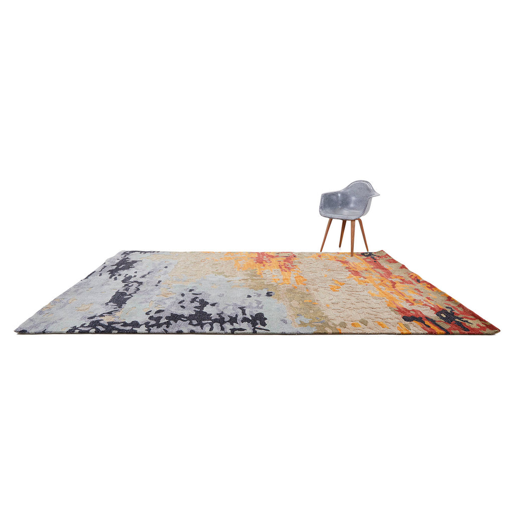Modern Dappled Blue - Orange Multicolor Rug