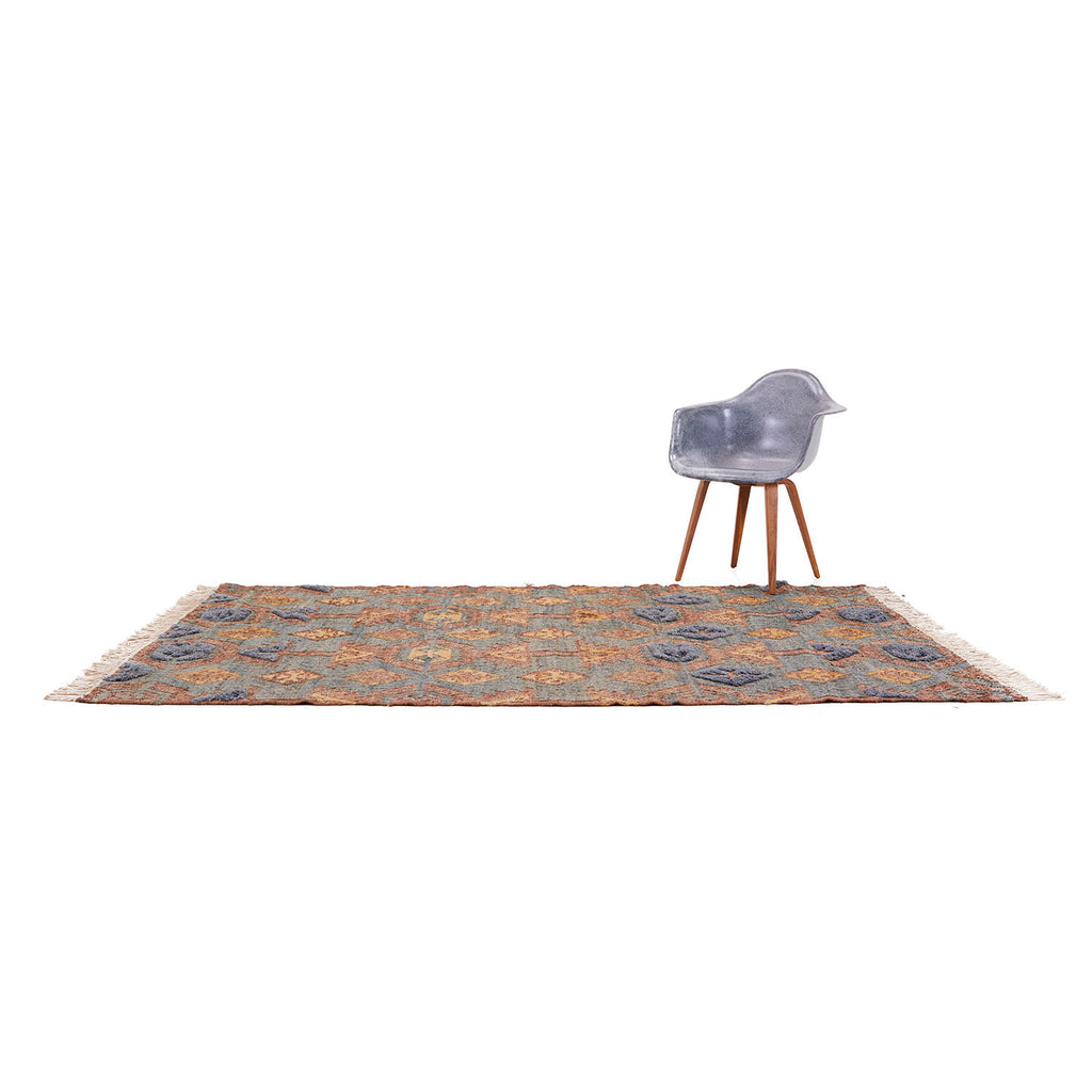 Blue & Brown Woven Tribal Pattern Rug
