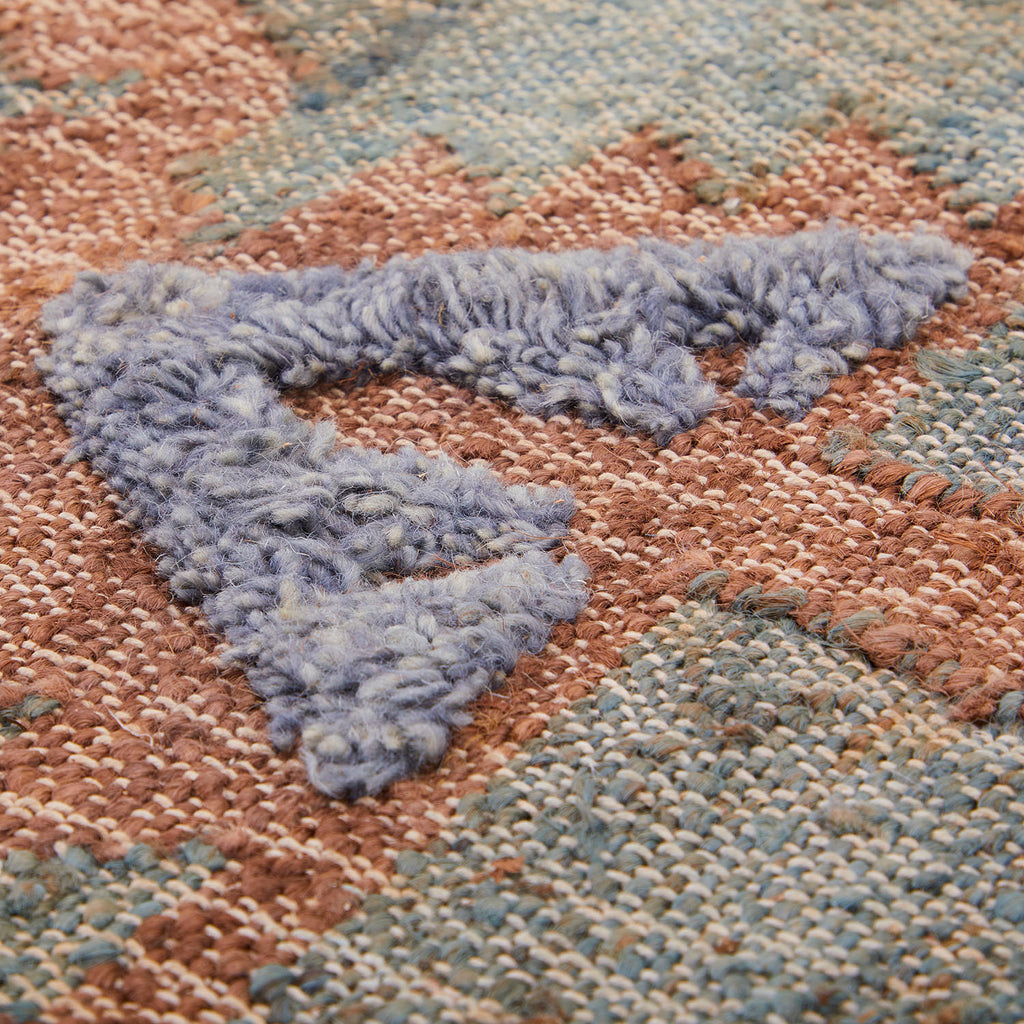 Blue & Brown Woven Tribal Pattern Rug