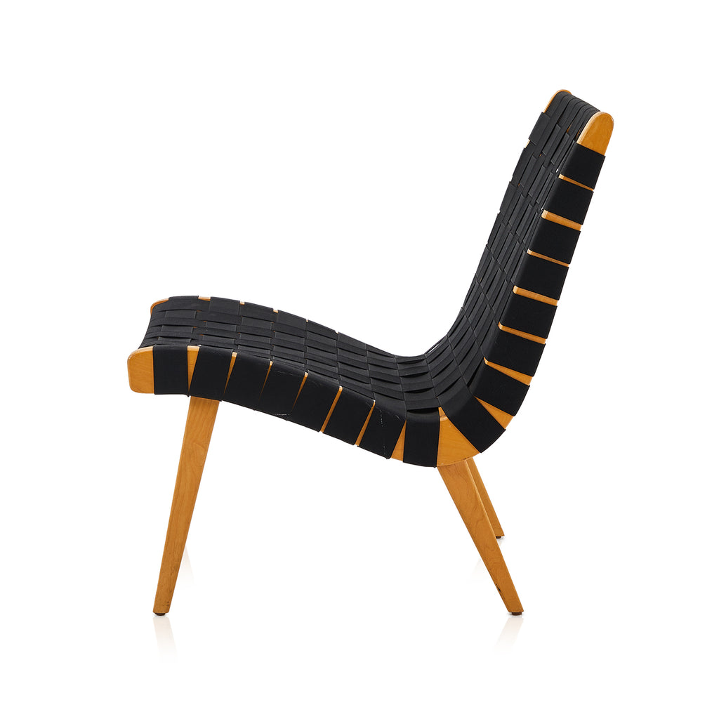 Black & Wood Risom Armless Lounge Chair