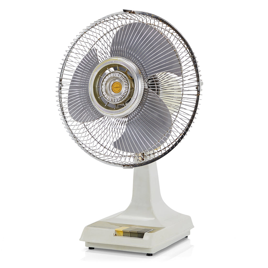 Vintage Gray Oscillating Desk Fan