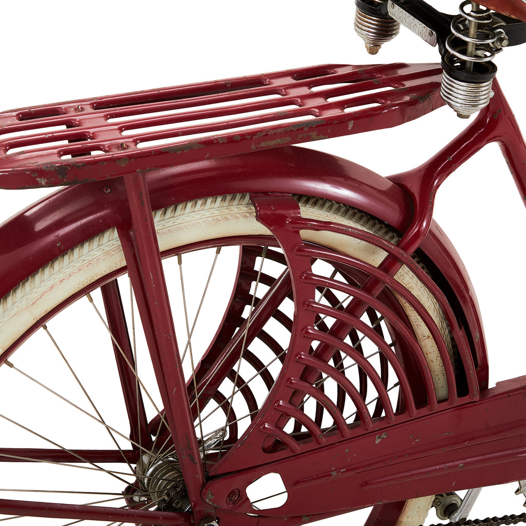 Vintage 50s Red Cruiser Bicycle with Wheel Cover