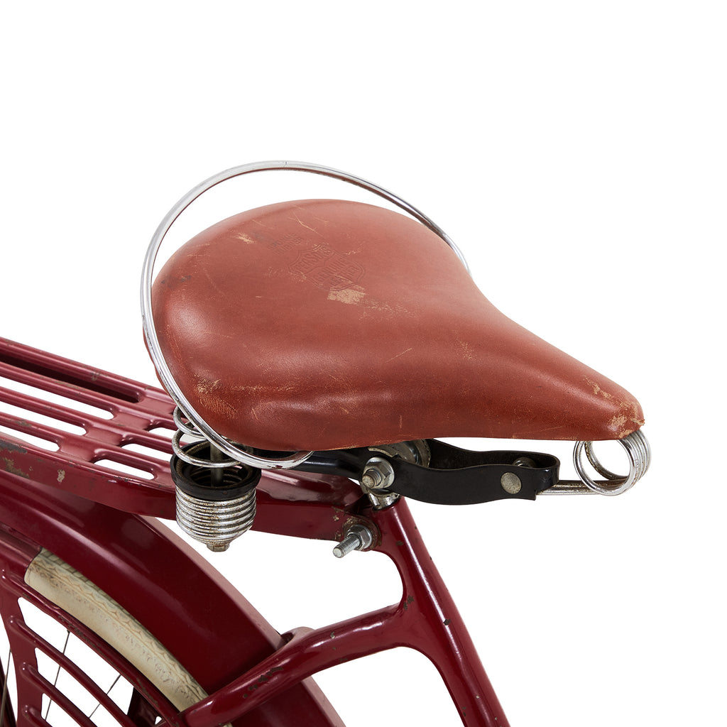 Vintage 50s Red Cruiser Bicycle with Wheel Cover