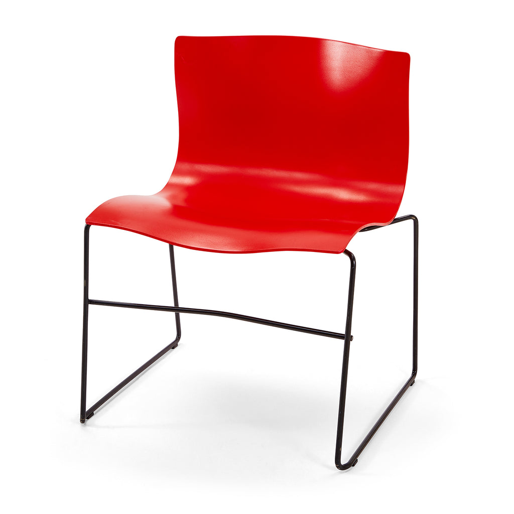 Red Plastic Modern Side Chair