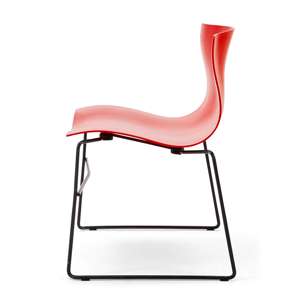 Red Plastic Modern Side Chair
