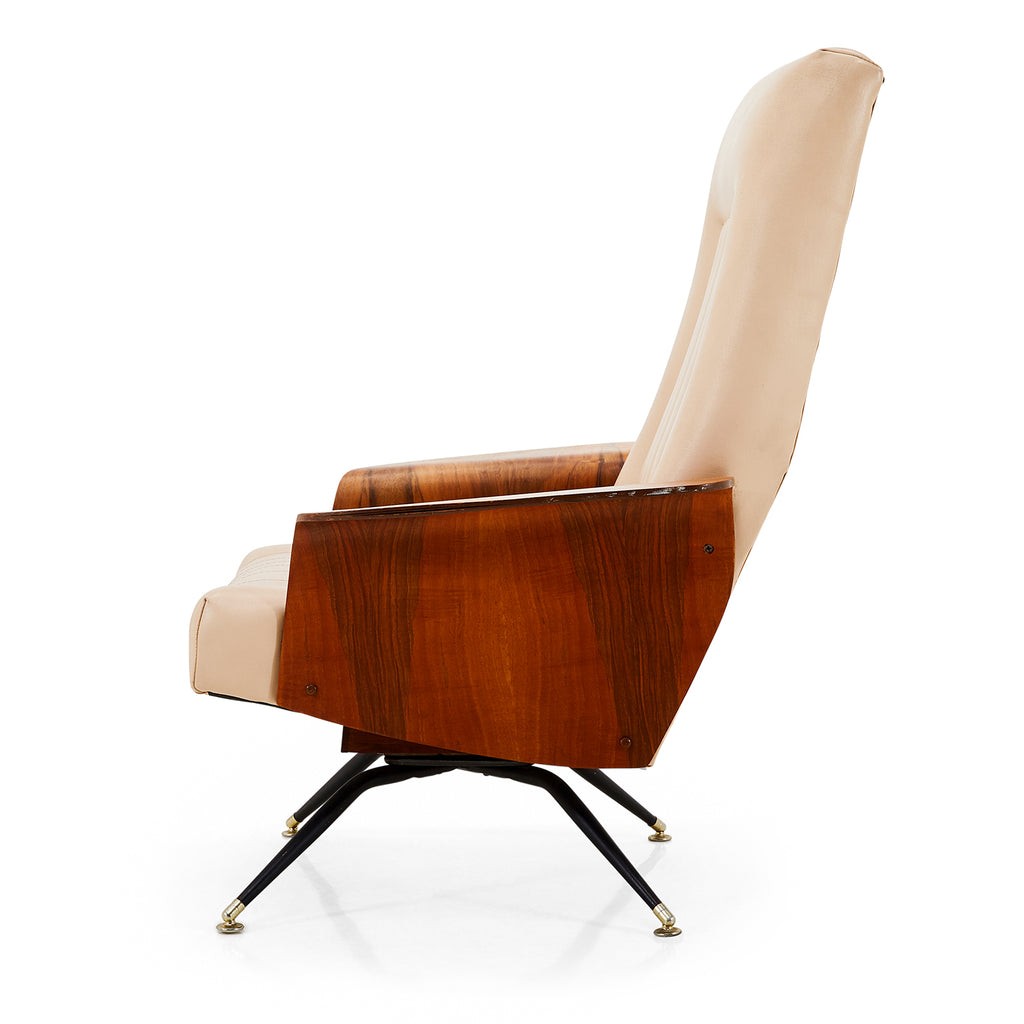 Tan Leather Mid Century Modern Armchair