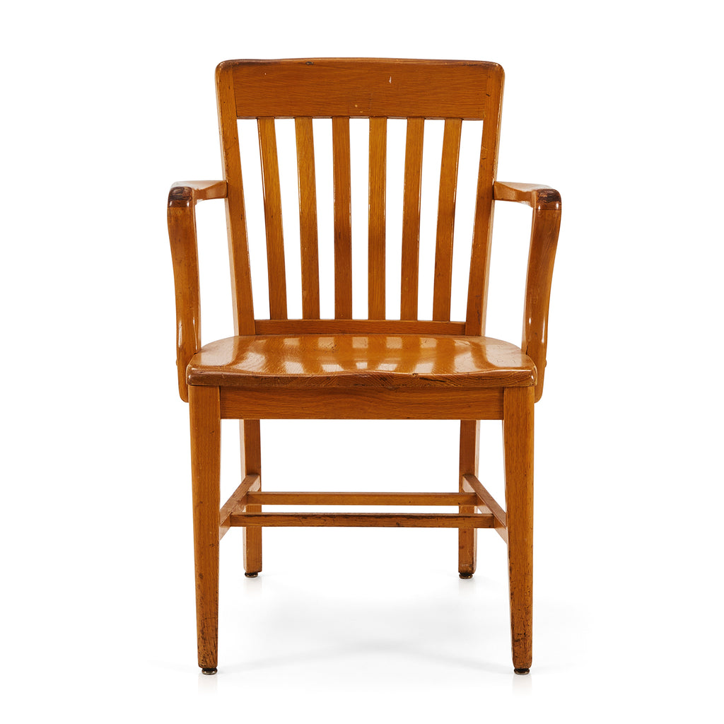 Wood Vertical Slat Back Arm Chair