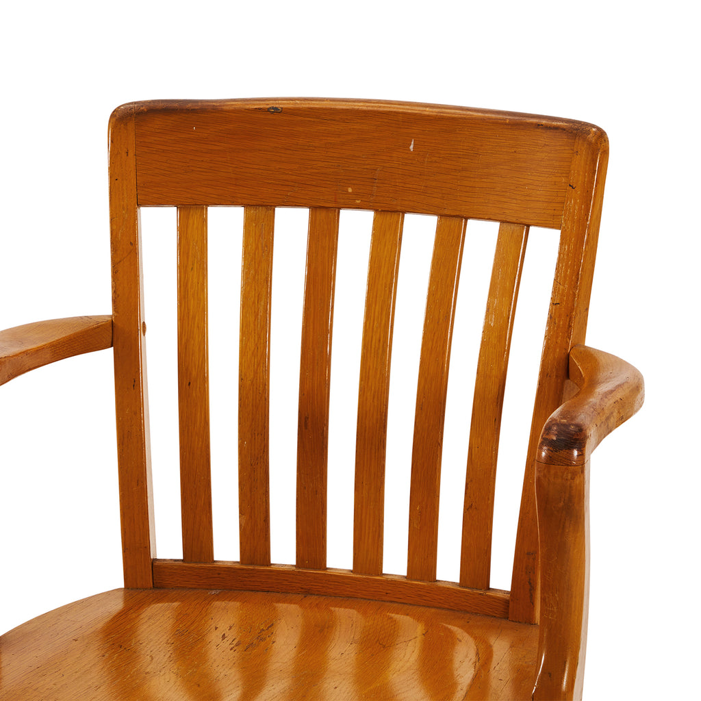 Wood Vertical Slat Back Arm Chair