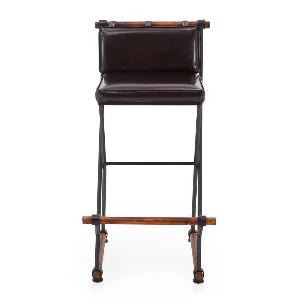Brown Leather Rustic Bar Stool