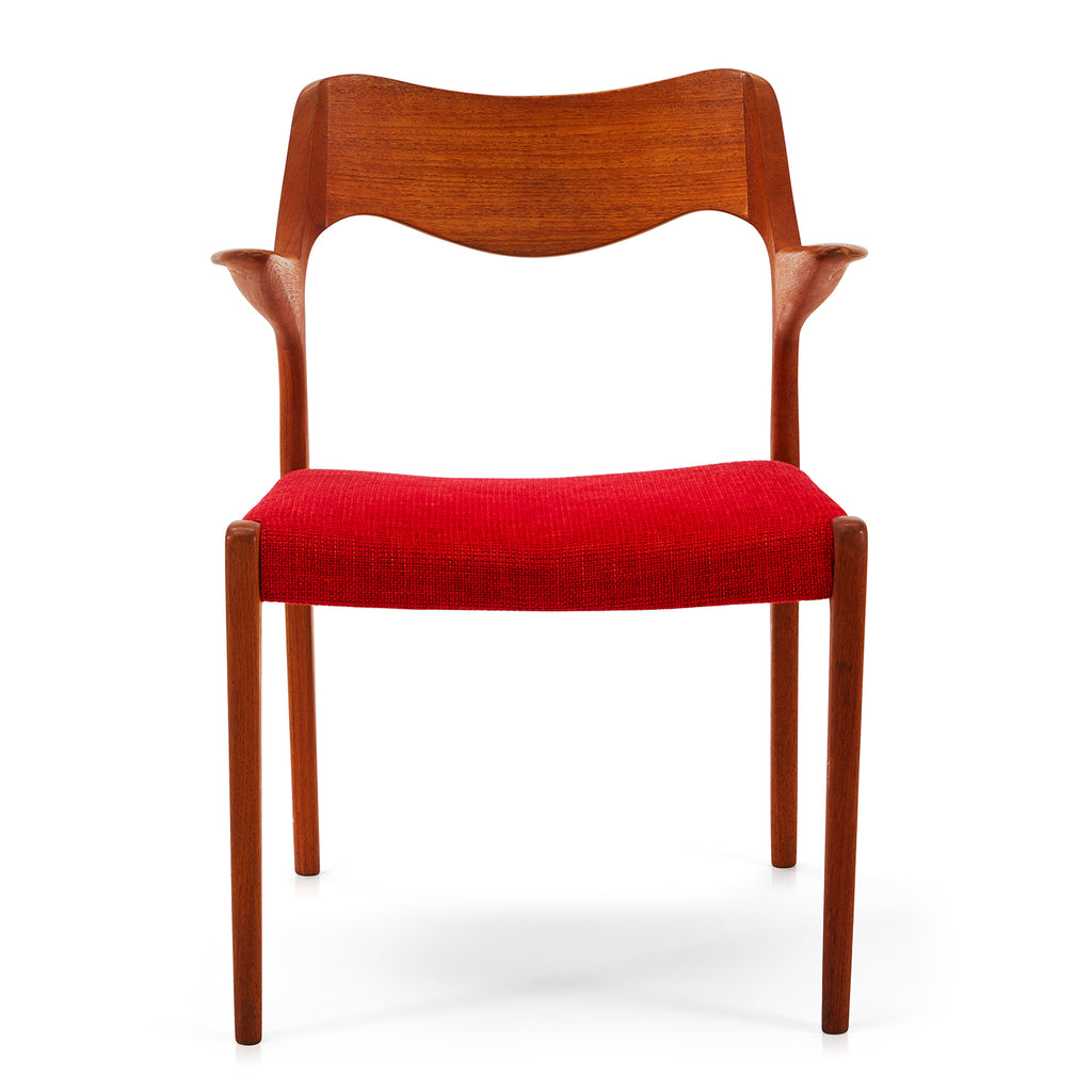 Red & Wood Mid-Century Modern Arm Chair