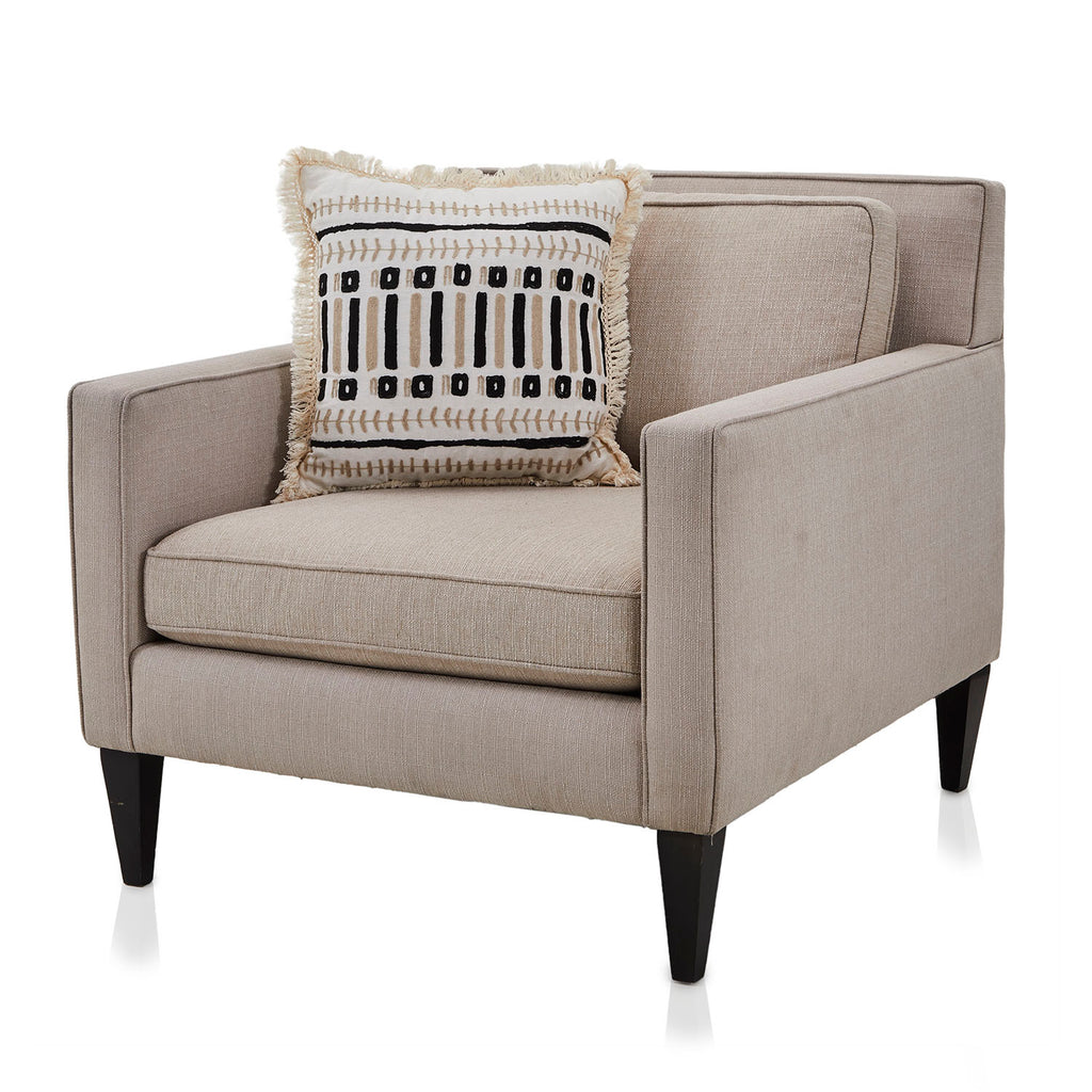 Cream Tribal Pattern Pillow with Fringe
