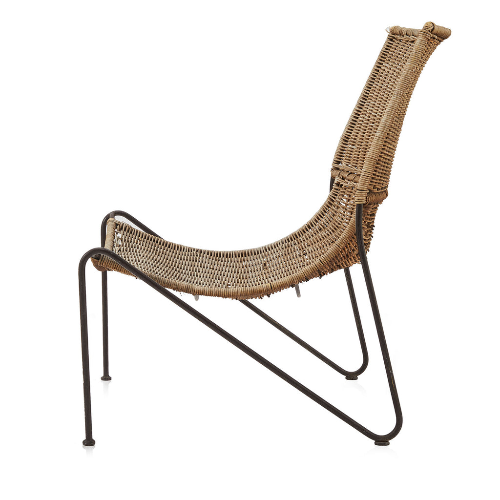 Light Brown Woven Rattan Lounge Chair