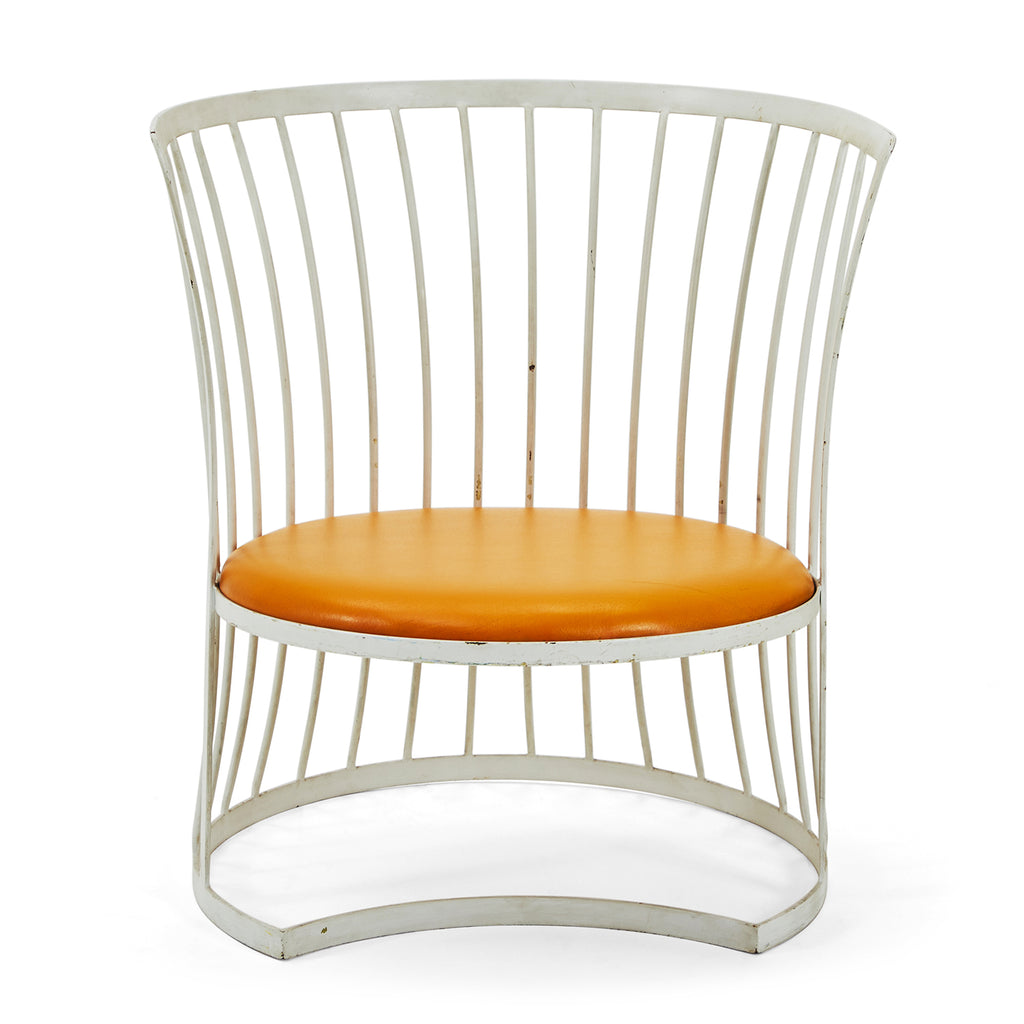 White Rod Chair with Orange Seat Cushion